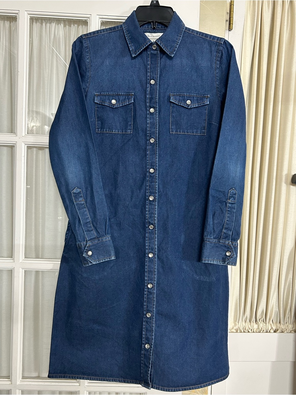 Isaac Mizrahi Dark Indigo Denim Mini Shirt Dress